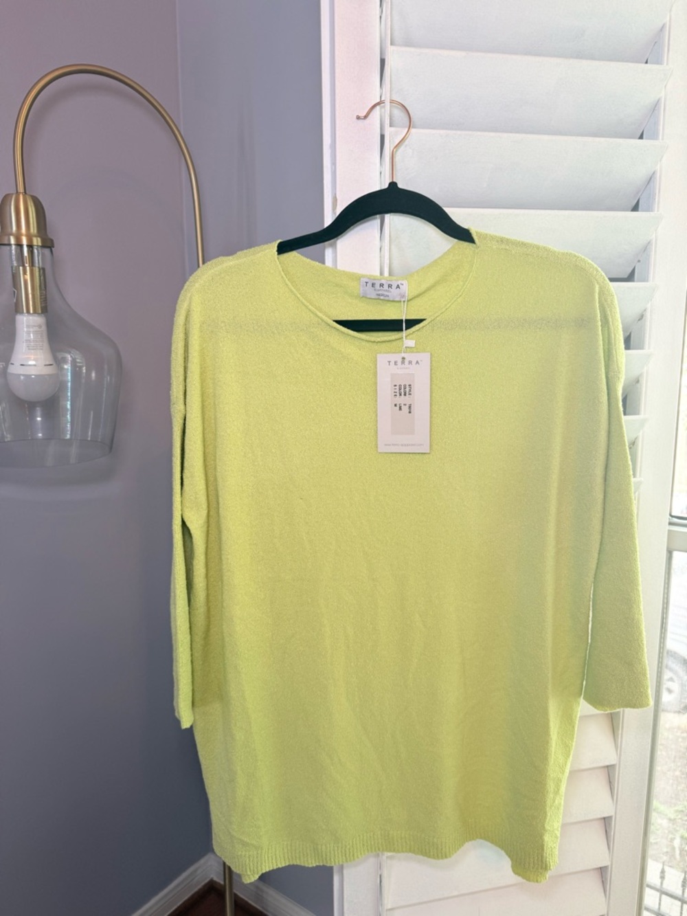 TERRA Lime Textured Crewneck Top | NWT | Sz M